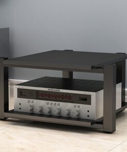 Meuble Hi FI À 2/3/4 Niveaux, Meuble Rack Audio avec Cadre en Acier, Meuble Stéréo Ouverte, Charge Stable, Meuble Vidéo, Facile À Assembler, Support Audio(Nero,2 Tier 70x55x40CM)