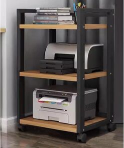 Support d'armoire stéréo pour Support d'équipement Audio-vidéo de Salon/Maison, Support de Support de composant multimédia Robuste au Sol avec étagère et Roues réglables en Hauteur (Couleur