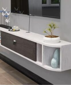 Meuble TV Mural avec Trou pour Fil, Console Multimédia de Divertissement Flottante, Support TV de Rangement Central de 32 a 65 Pouces, pour Salle Multimédia, Salle de Jeux et Maison (Color :