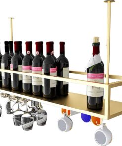 Casier à vin à l'envers, Support de décoration pour étagère Suspendue au Plafond Porte-gobelets en Verre à Champagne, adapté pour Bar, Restaurant, Cuisine