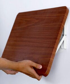 Table Pliante Murale en Bois, Bureau d'ordinateur Multifonction, Table à Manger de Cuisine, établi Flottant, Tables de Bar, Couleur Noyer, avec Support en Acier Inoxydable et Accessoires (50