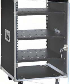Meuble Rack Audio, Meuble HiFide Rangement multimédia, Meuble stéréo avec Portes en Acrylique, Armoire de Composants de Support multimédia, étagère de Rangement Mobile au Sol pour(3 Tier)