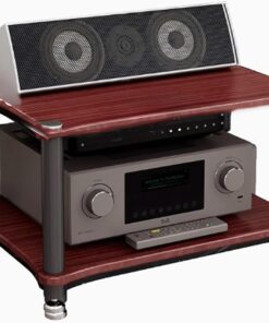 Support de Stockage Audio, Meuble Etagere Salon, Support de Rangement Audio, Meuble de Salon Rangement Moderne Portant 200 kg pour Équipements Multimédia 3 Tailles 4 Couleurs(Brown,2 Layer)