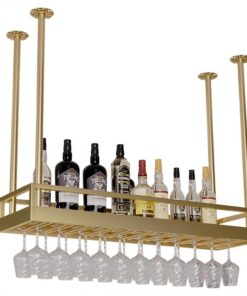 Présentoir à vin, Support à vin de Plafond et Support à Verres à vin, Supports à Bouteilles de vin Suspendus pour Bars et Cuisines, étagère à Verres à Pied sous Les armoires, étagè