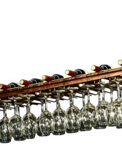Casier à vin en métal, Support de Verres à Pied monté au Plafond, Support de Tasses à vin à l'envers, étagère à vin et à Champagne pour Bar à Domicile (Taille : 80 x 35 cm)