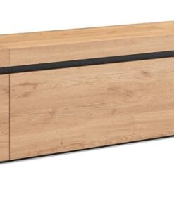 Skraut Home | Meuble TV | Banc Télé | Grand Espace de Rangement | 368x45x35 | Cheminée électrique XXL | Style Moderne | Chêne