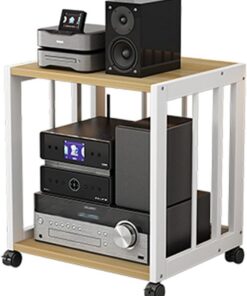 Meuble Rack Audio, Rack Audio, Meuble Hi FI avec Étagères Réglables, Meuble Audio Vidéo Mobile, Tour Audio en Rack for Le Bureau À Domicile(2-Tier)