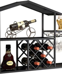 Étagère de présentation pour Bouteilles d'alcool, Support Mural pour Bouteilles de vin, étagère de Rangement Murale, étagères de Bar pour Bouteilles d'alcool, Support à vin pour la