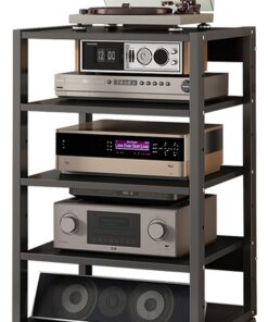 Meuble Hi FI, Meuble Audio Vidéo à 5 Couches, avec Roues verrouillables, Meuble stéréo à Cadre en Acier métallique, Convient aux lecteurs DVD/Accessoires de télévision