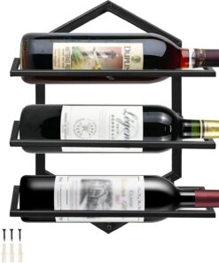 Étagère de Rangement Verticale en métal Noir pour Bouteilles de vin, Support Mural pour la Maison, la Cuisine, la Salle à Manger, Le Bar