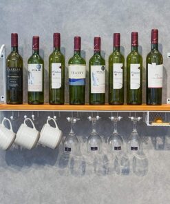 MiroDo Étagère À Vin Fixée Au Mur,Porte-Verres À Vin En Bois Avec Support À Verres À Vin,Étagères Flottantes Pour Bars De Restaurants De Salon/Blanc/100X22X33Cm
