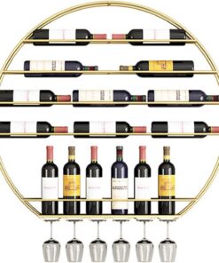 Casiers à vin industriels Suspendus muraux Ronds, Porte-Bouteilles de vin en Verre flottants Supports de Stockage d'affichage de Photos Modernes pour Bar de Salle à Manger (Couleur