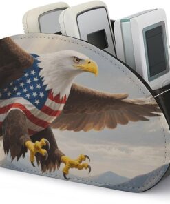 Eagle Support de télécommande en cuir PU avec 5 compartiments pour télévision, télécommandes DVD, meuble multifonction pour salon, chambre à coucher, bureau