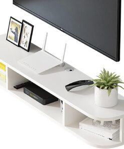 Meuble TV Flottant Meuble TV Mural Étagère TV Centre de Divertissement, Composant Meuble TV Flottant pour Console Vidéo Boîte de Câble/Unité de Stockage Audio (Couleur : Noir, Taille : 140x2