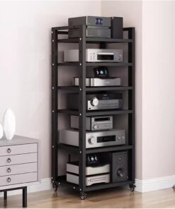 Supports stéréo à 6 Niveaux pour Composants Audio et vidéo, amplificateur de Salon, Bureau à Domicile, Lecteur DVD, CD, Accessoires TV, récepteur de Jeu, étagère de Rangement multimédia AV,