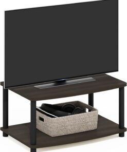 Furinno 13191DBR/BK Supports de Téléviseur sans Outils, Bois, Marron Foncé / Noir, Taille Unique