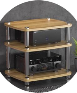 Armoire audio à 4 couches pour appareils de diffusion en continu avec pieds absorbant les chocs, composants audio vidéo en bois nizer (taille : 60 x 48 x 57 cm)