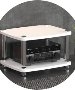 Armoire audio à 4 couches avec pieds absorbant les chocs pour appareils de diffusion en continu, idéal pour les composants audio et vidéo, 60 x 48 x 38 cm (2 niveaux)