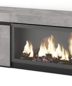 Skraut Home | Meuble TV | Banc Télé | Grand Espace de Rangement | 210 | pour Les TV jusqu'à 80" | Cheminée électrique XXL | Style Moderne | Ciment