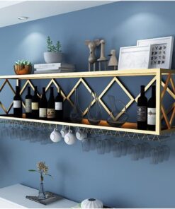 Étagères flottantes pour Bar, Armoire à vin Murale, Support à Verres à vin inversé, Porte-Bouteilles de vin en Fer Multifonctionnel, Support à gobelets Suspendu Simple (Dimensions : 60 x 25