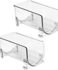 BESPORTBLE Lot de 2 Étagères à Vin Empilables Transparentes Casiers à Vin en Plastique Tiroir Support de Rangement Compact pour Bouteilles et Boîtes la Cuisine Bar Salon Bureau