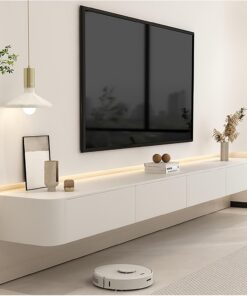 Générique Meuble TV Mural Flottant avec Gestion des câbles et Grand Espace de Rangement pour Gagner de la Place dans n'importe Quelle pièce (Noir 140 x 24 x 20 cm)