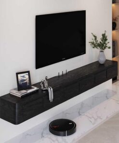 Étagère TV Murale,Meuble de Rangement sous TV avec Tiroirs,Meuble TV Flottant en Bois avec Porte Pliante,Console Multimédia avec Trou pour Câble,pour Le Salon La Chambre à Coucher.