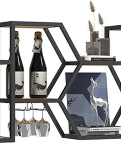 Étagères de Bar en métal à vin fixées au Mur avec Support pour Verres à vin, étagère d'affichage pour Bouteilles d'alcool, étagère Flottante pour Bar à Whisky pour la Maison, la sa