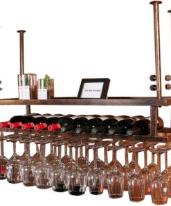 Casiers à vin à 2 Niveaux | Porte-Bouteilles de vin | Verre | Support à gobelets | Présentoir | Champagne | Étagères | Organisateur | Accessoires de Bar pour Cave à vin Flottante à