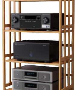 Étagère d'angle de Support multimédia AV à 4 Niveaux, unité d'organisation de Stockage de Composants stéréo de Salon, étagère de Support Audio vidéo pour Lecteur de Disque CD, Centre de dive