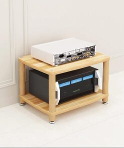 Rack Audio En Bois, Meuble Hi Fi Ouvert, Support Multimédia AV, Meuble Audio Vidéo for Divertissement Stéréo, Meuble Rack Audio Avec Tapis Antidérapants, for Le Bureau À Domicile(Log color,2