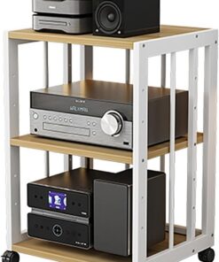Support multimédia de Tour Audio vidéo - Unité de Composants de Rack stéréo à 2/3/4/5 étagères - Étagère d'équipement électronique à extrémité Ouverte pour Le Salon de Bureau à Domicile (3 n