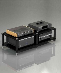 Support audio for composants stéréo de divertissement, support multimédia au sol avec 4 niveaux, meuble stéréo for tourne-disque, tour de support for meuble stéréo robuste(Nero,2 Tier 47"x18.8"