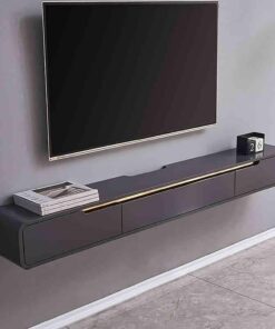 Meuble TV Flottant Console Multimédia Meuble TV Flottant à Fixation Murale avec Porte Battante Étagère TV Flottante avec Tiroir avec Rangement pour Salon Chambre à Coucher.