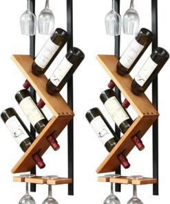 Étagères de Bar à vin fixées au Mur avec Support à Verres à vin Suspendu, Armoire de Bar, étagère d'affichage de Bouteilles d'alcool pour Bar à Domicile, Salle à Manger/Combinaison