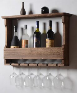 Casier à vin en Bois Rustique Vintage, Organisateur de Stockage de Bouteille de vin casier à vin Mural étagères à vin pour Les armoires de Bar de Cuisine à la Maison