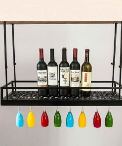 Casier à vin Suspendu, Support de Verre à vin, Support de Bouteille de vin Suspendu au Plafond, étagère de Rangement pour Verres à Pied à Champagne en Fer pour Bar à la Maison, éta