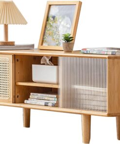 Meubles TV avec Portes Coulissantes pour Téléviseur de 30 a 65 Pouces, Meuble Multimédia pour Centre de Divertissement avec Espace de Rangement, pour Salon, Chambre a Coucher (Size : 120x31x