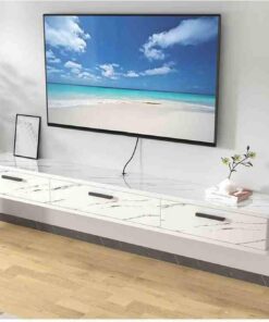 Générique Meuble TV Mural avec Rangement – Étagère TV Suspendue réglable pour Salon et Chambre, différentes Tailles Disponibles (Texture Blanche, 200 x 22 x 20 cm)