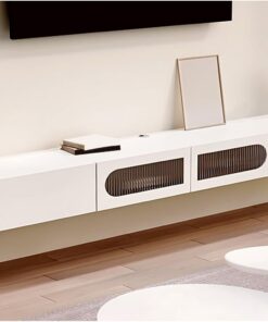 Générique Meuble TV Flottant avec tiroirs et Porte, Console multimédia Murale en Bois, Centre de Divertissement Moderne, Support de Rangement TV pour Salon, étagère de Rangement de Table pour sous TV