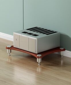 Support Audio, Support Audio en Acier Inoxydable avec 4 Couches pour Composants stéréo, Lecteur DVD, Console de Jeu, boîtier TV, routeur, amplificateur, Support, Finition Teck, Hauteur 10 cm