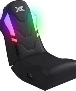 X Rocker Shadow RGB 2.0 Chaise de jeu console audio – Lumières DEL contrôlées par application Neo Motion Sync contrôlées par application, haut-parleurs appuie-tête, base à bascule pliable, similicuir