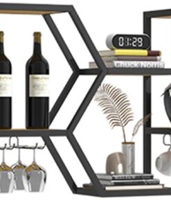 Étagères de Bar en métal à vin fixées au Mur avec Support pour Verres à vin, étagère d'affichage pour Bouteilles d'alcool, étagère Flottante pour Bar à Whisky pour la Maison, la sa