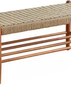 Tabouret à Langer pour Porte d'entrée de Maison, Meuble à Chaussures, Tabouret de Bar en rotin, Meuble à Chaussures Simple, Tabouret 60 x 23 x 40 cm (CH : 80 x 23 x 40 cm)