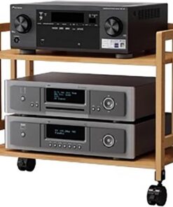 Support multimédia HiFi à hauteur réglable - Meuble stéréo à 25 niveaux pour téléviseurs, lecteurs DVD et décodeurs - Rangement pour composants audio (50 x 38 x 53 cm) - Idéal pour une insta