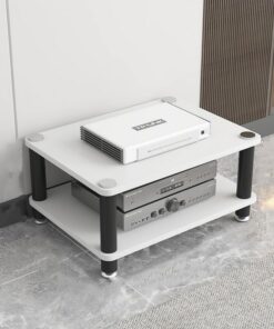 Meuble Multimédia Meuble HiFi À 3 Niveaux, Support De Stockage De Composants Audio, Étagère for Console De Tourne-Disque pour Audio/Vidéo/DVD/Tourne Disque(White,H50CM)