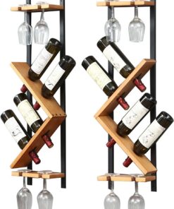 Étagères de Bar à vin fixées au Mur avec Support à Verres à vin Suspendu, Armoire de Bar, étagère d'affichage de Bouteilles d'alcool pour Bar à Domicile, Salle à Manger/Combinaison