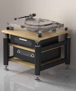 Étagères Rack de Stockage Audio Vidéo,Étagère de Jeu,Armoire Stéréo,Étagère Multimédia,Rack Stéréo Armoire AV,Meuble Audio/Vidéo,pour Salon,Le Bureau,La Chambre À Coucher.(Black wood color,62x57x56cm)