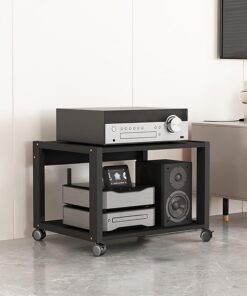 Meuble TV et étagère Audio de Style Moderne du Milieu du siècle pour DVD, Consoles de Jeux et chaîne Hi-FI - Rangement élégant pour Salon et Studio, idéal pour Organiser Votre Espace de dive