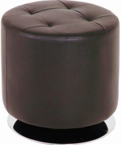 HAKU Möbel 30880 Tabouret, Pouf, Acier/Imitation Cuir, Chromé/Marron, 40 x 40 x 40 cm